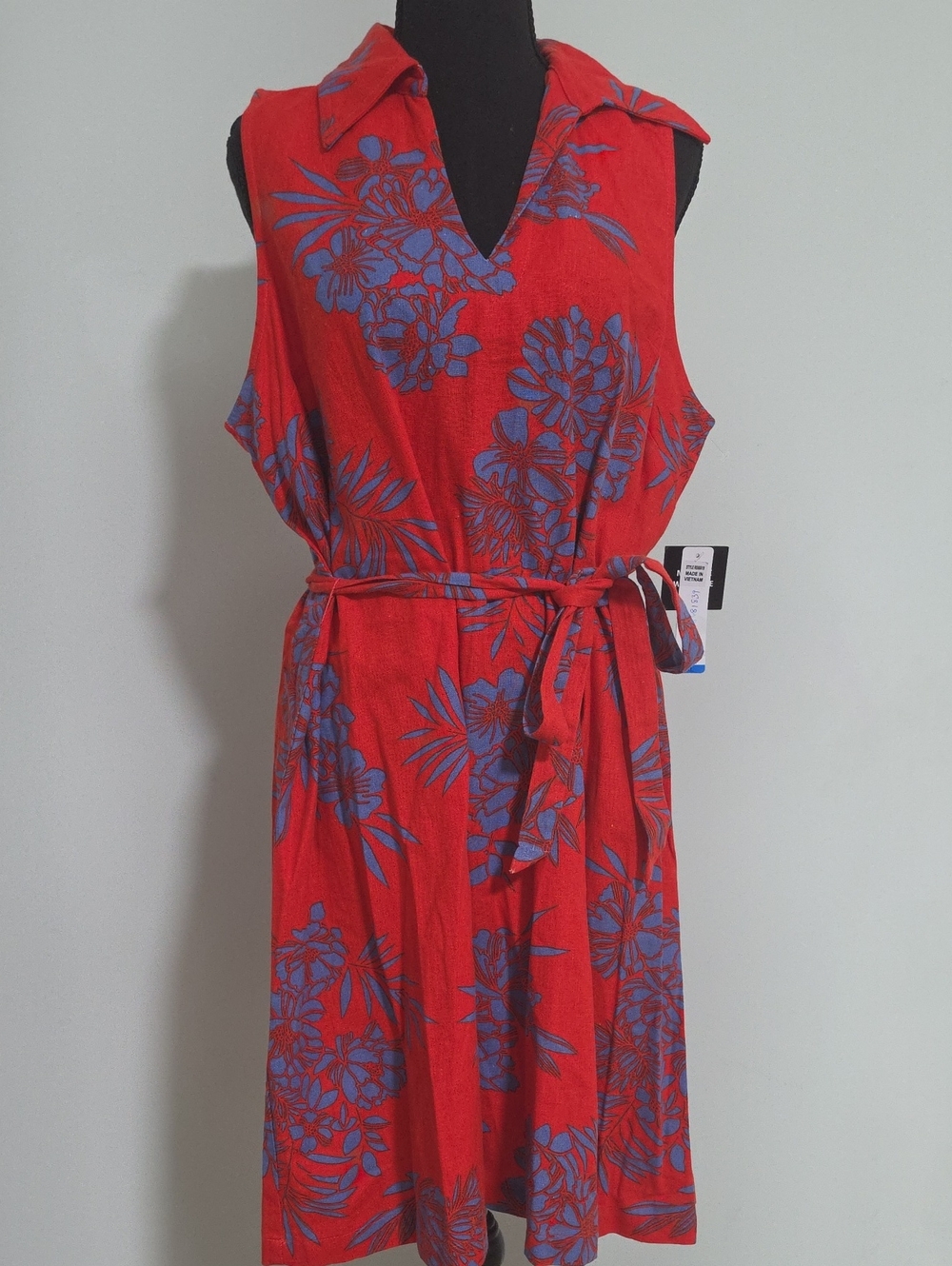 Signature by Robbie Bee Red Floral Collared Midi Dress